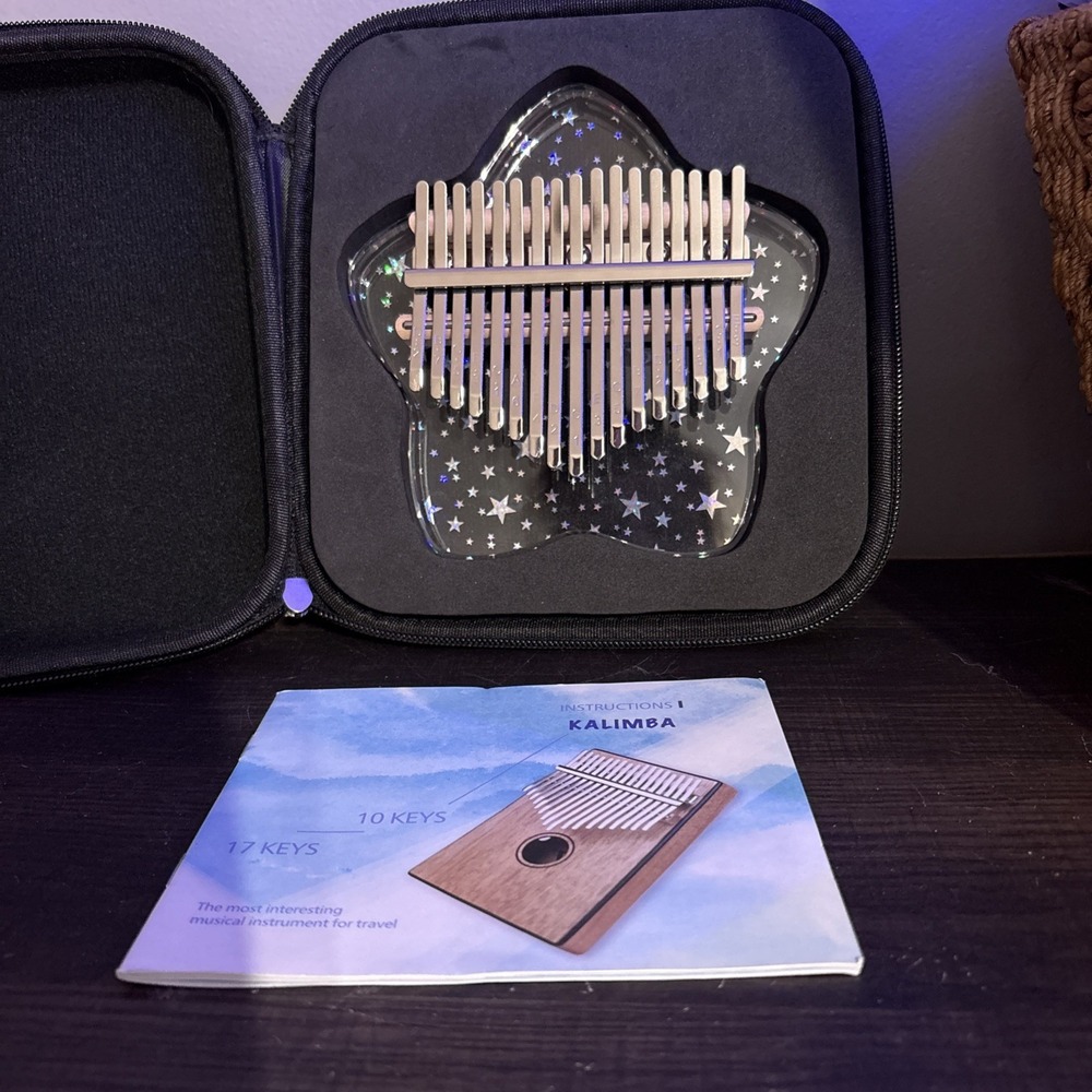Beveetio Clear 17-Key Kalimba Thumb Piano with EVA Case, Star Shape Read